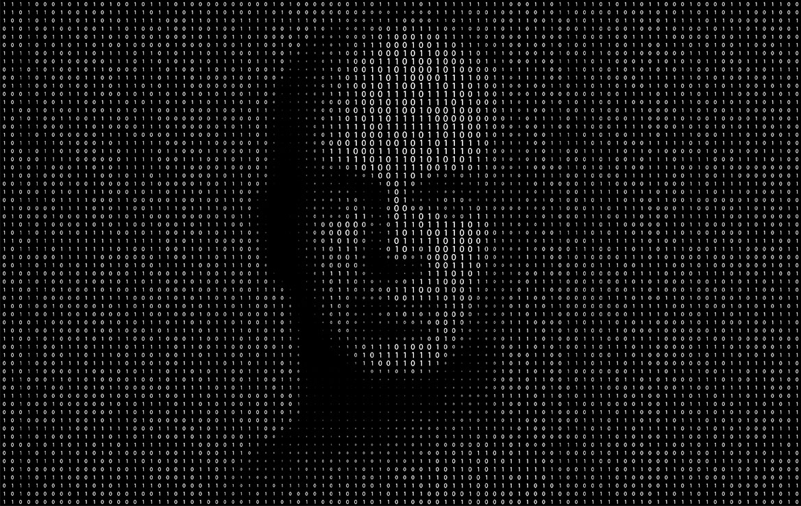 Vector Illustration of binary code numbers composing a human face