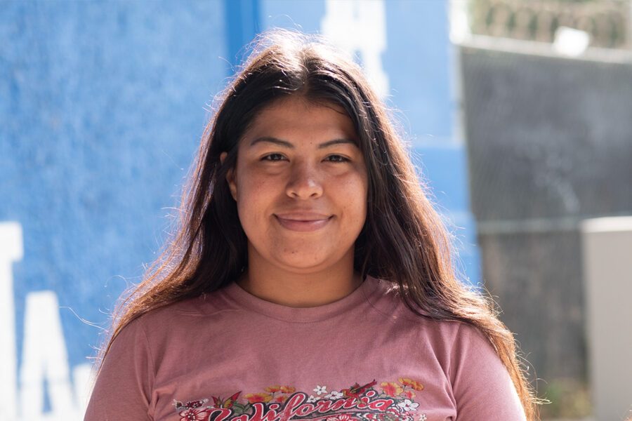 Los Angeles client, Sandra, standing outside