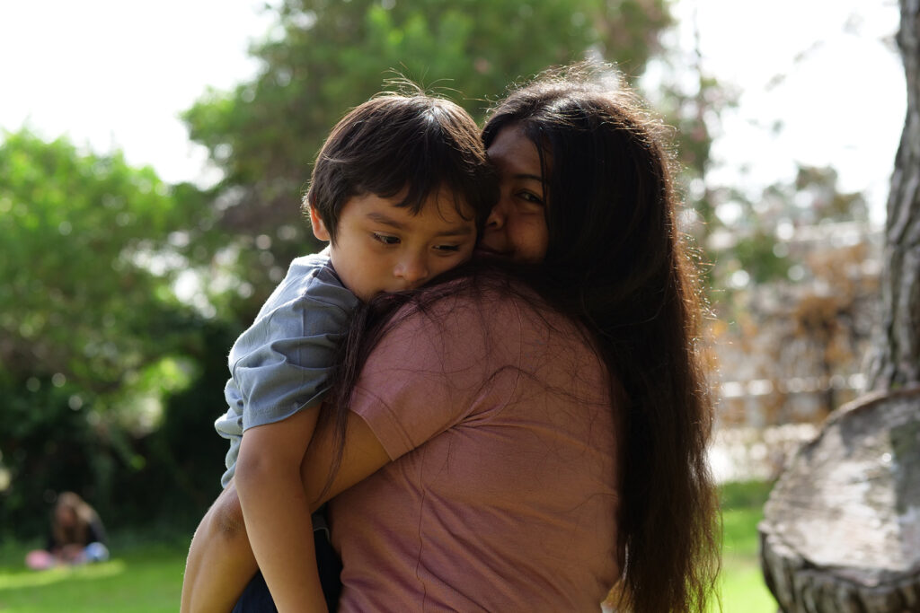 Los Angeles client, Sandra, with her son