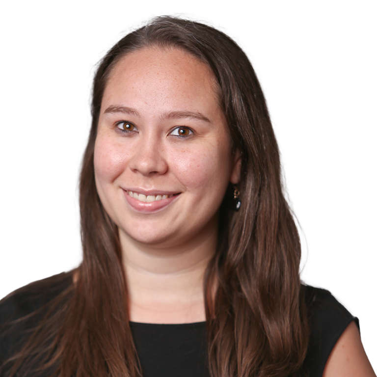 a woman with long brown hair wearing a black shirt against a transparent background