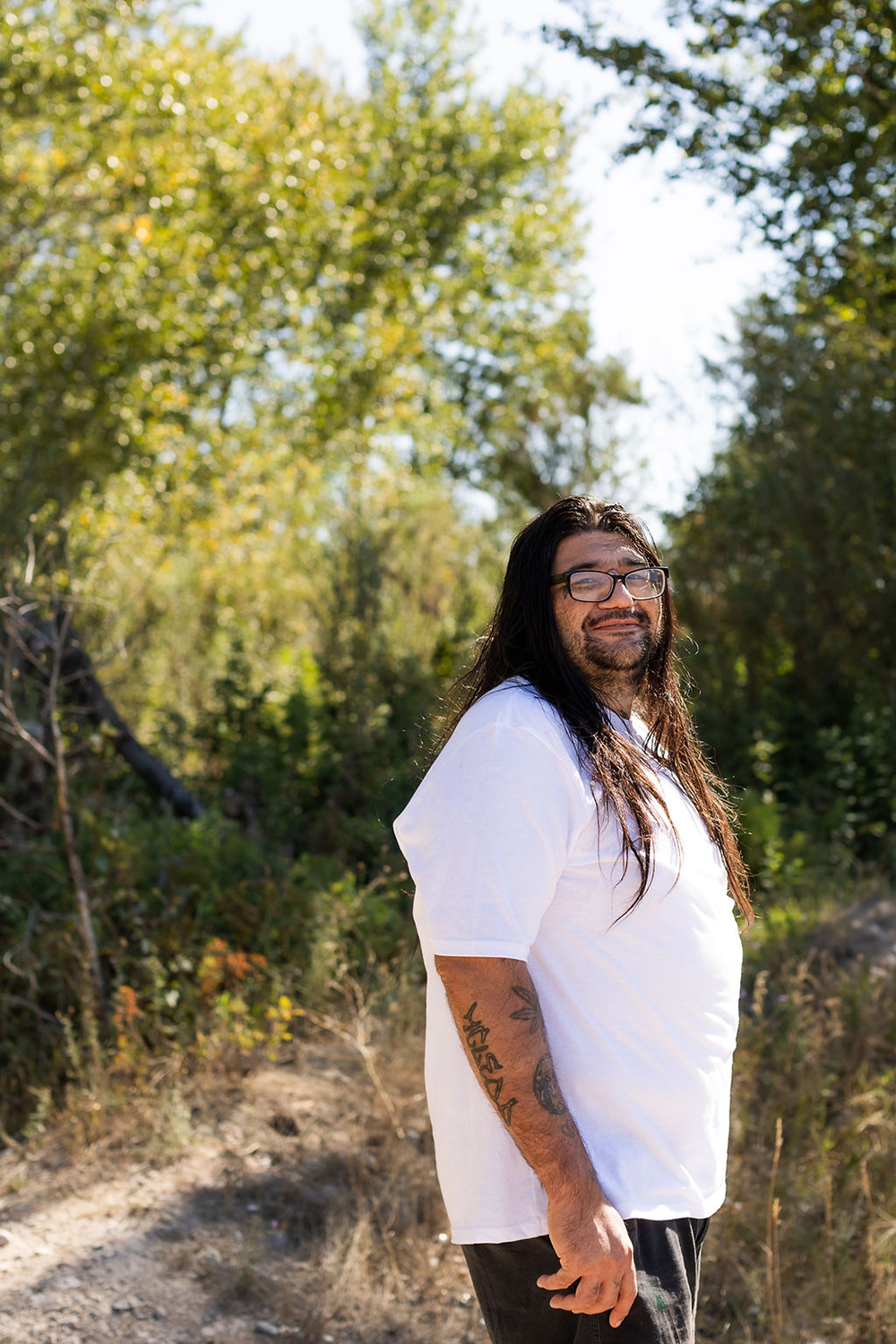 Amos smiles in the forests of the Flathead Indian Reservation