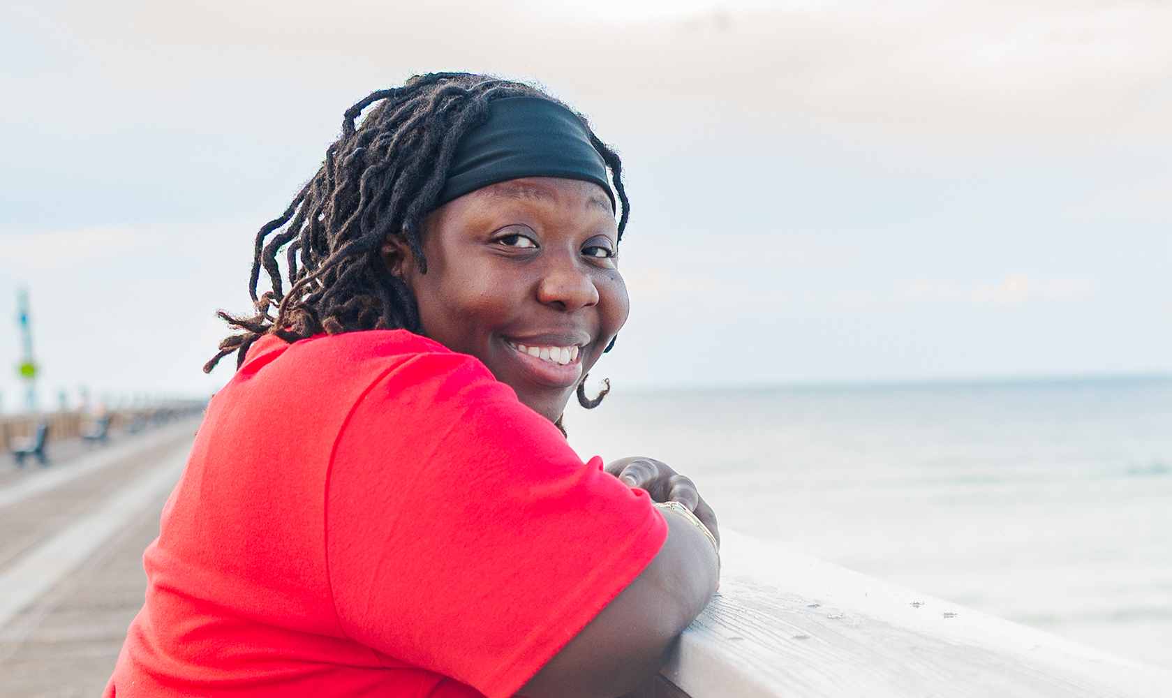 Latranda talks about The Bail Project on a Pensacola beach