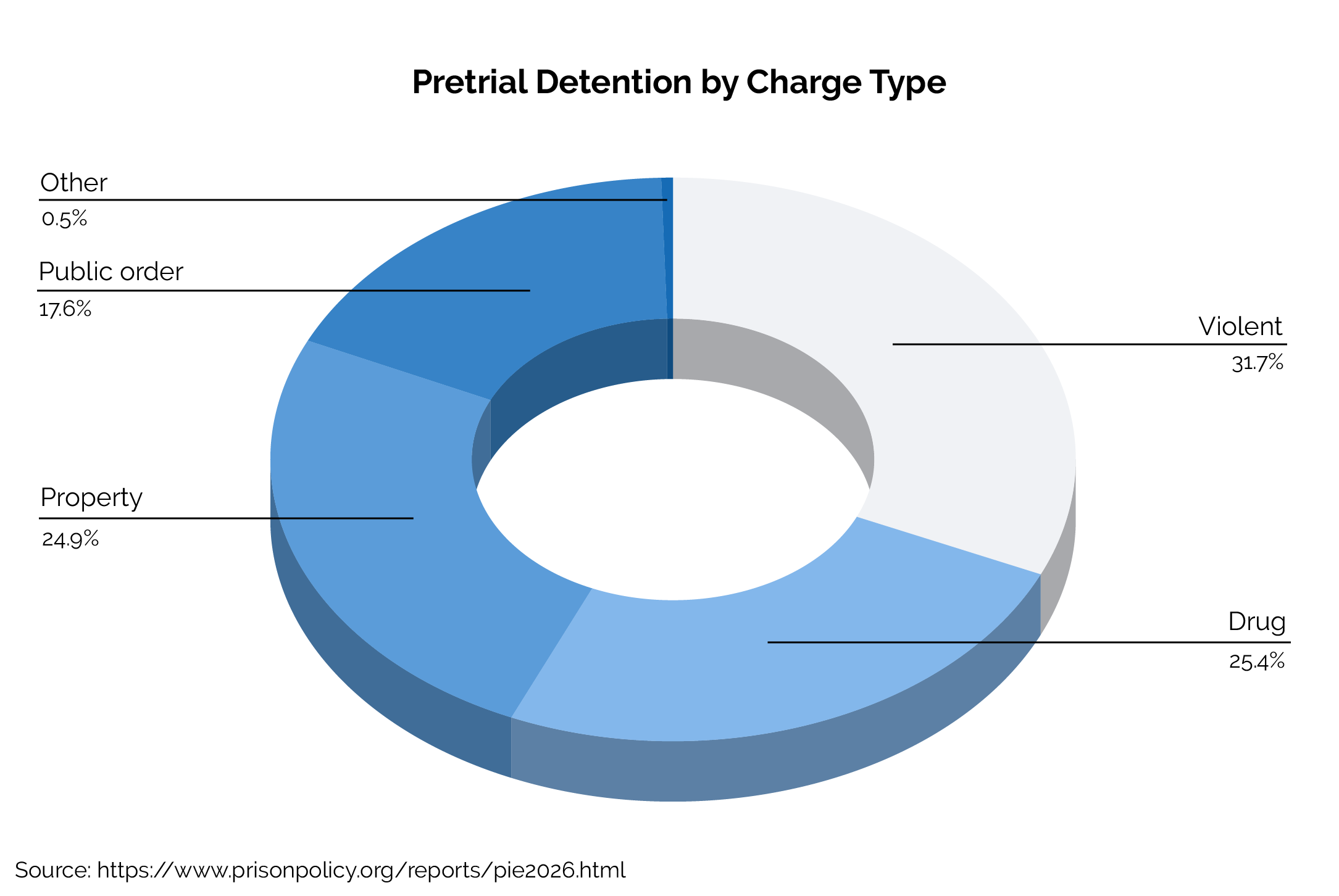 A pie chart about people in jail pretrial and their charges